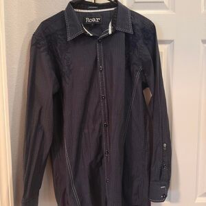 Affliction Men's Navy and Black Shirt